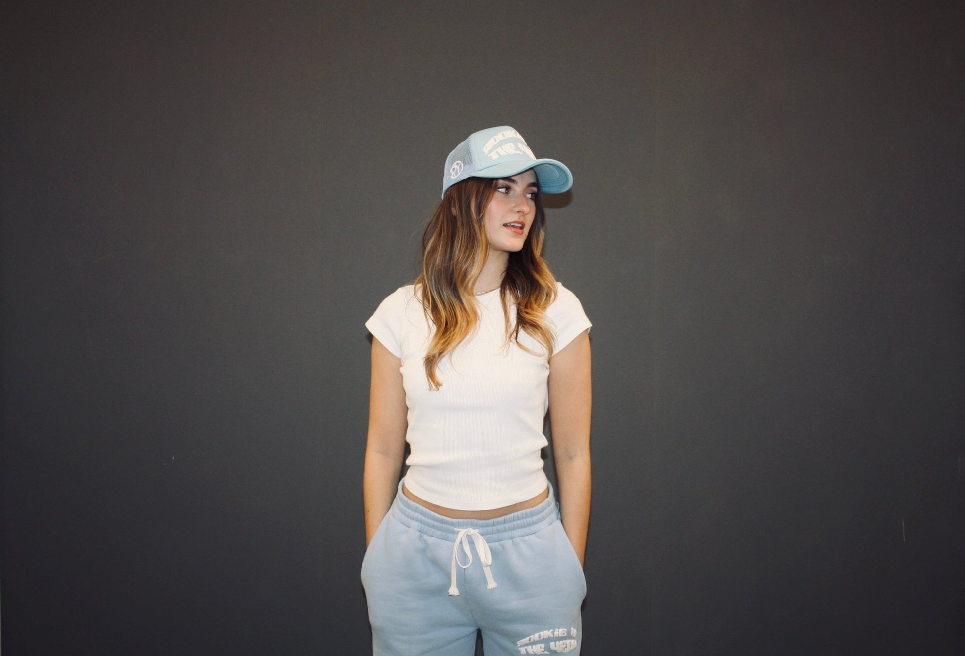 BABY BLUE TRUCKER HAT - ROOKIE OF THE YEAR